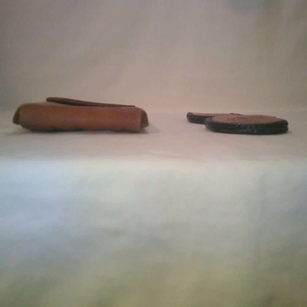 (2) Leather Coin Purses:  Horse Icon.  Ram Icon.  Leather.  Vintage.  Retro